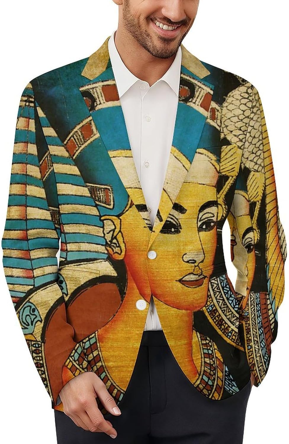 Retro Ancient Egyptian Art Men's Blazer Casual Suit Jackets Business Button Sport Coats