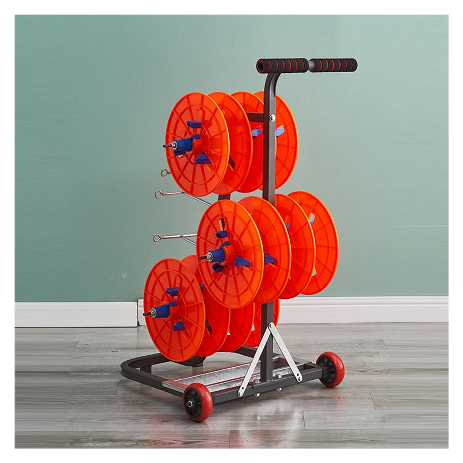 WDSOPK Wire Spool Rack,Multiple Axle Cable Caddy Wire Spool Holder,Easy to Move for Ribbon Filament Automotive Wiring Storage (6 Rods Wire)