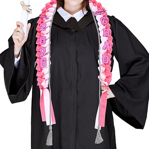 Serencatcher Graduation Leis 2026 Pink, 2026 Graduation Party Handmade Graduatio