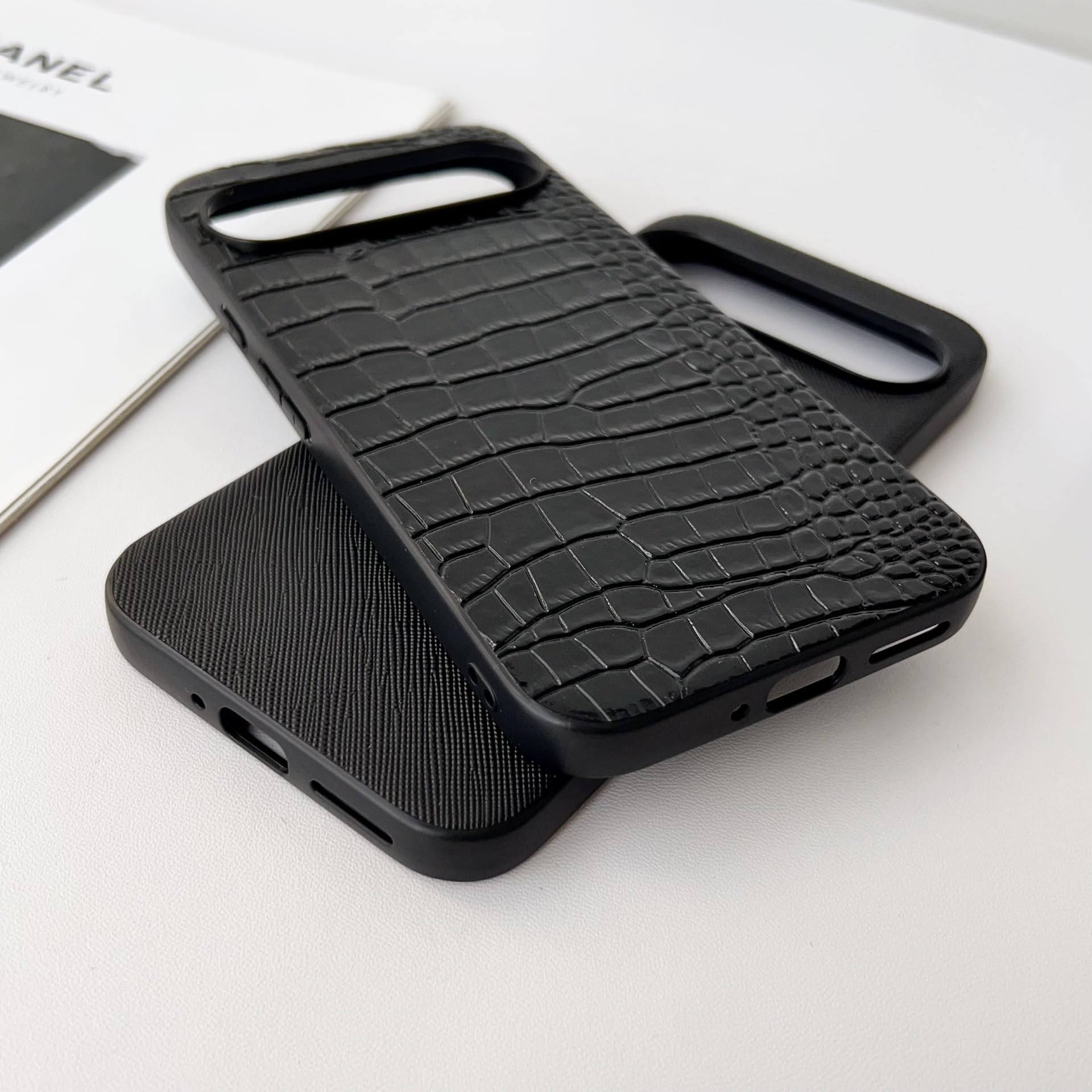 Magnetische Lederhülle Für Google Pixel 9/9 Pro – Ultradünn, Stoßfest, Mit Drahtlosem Laden, Grau