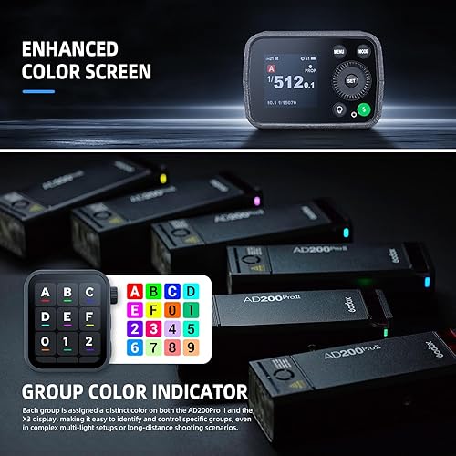 Vista 5 de GODOX AD200 Pro II AD200Pro II Flash estroboscópico, TTL 200W Flash de bolsillo HSS 1/8000s, sincronización inalámbrica de un toque, pantalla