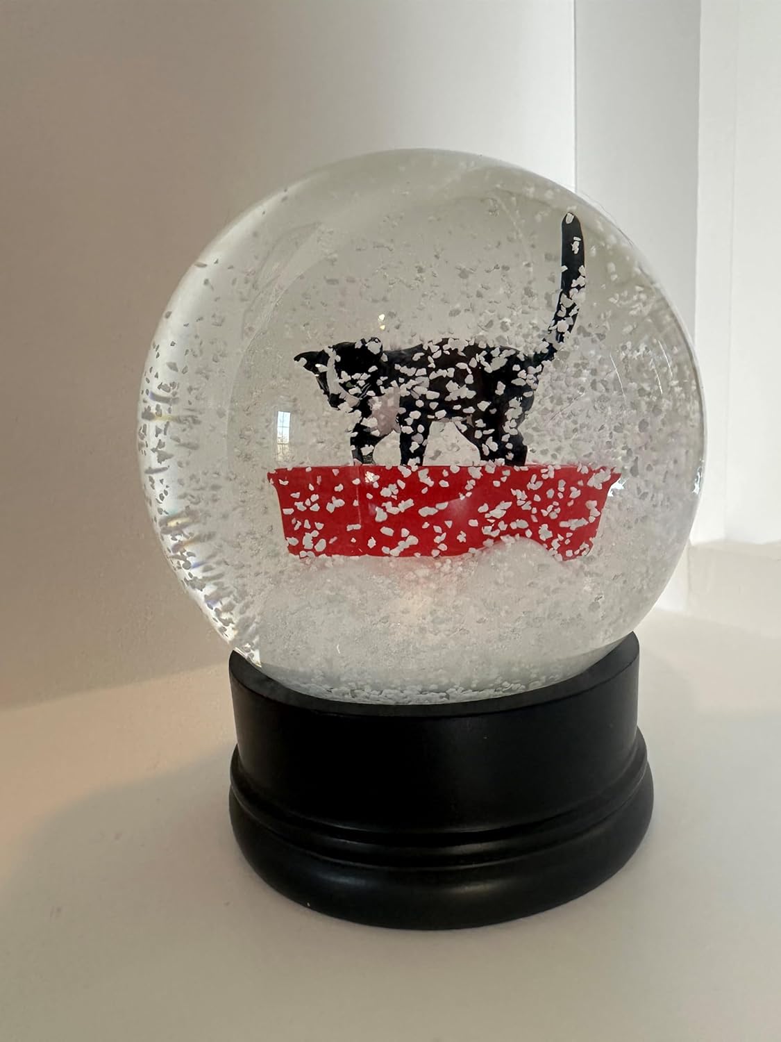 Snow Globe Cat Litter - Back in Stock! Kitty Snowglobe Gift - White Elephant, Tuxedo Cat - Black