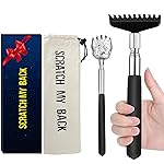 Oversized Back Scratcher Gift Set, 2 Pack, Portable Extendable Stainless Steel Telescoping Massage Tool, Gift/Stocking Stuffers for Men and Women