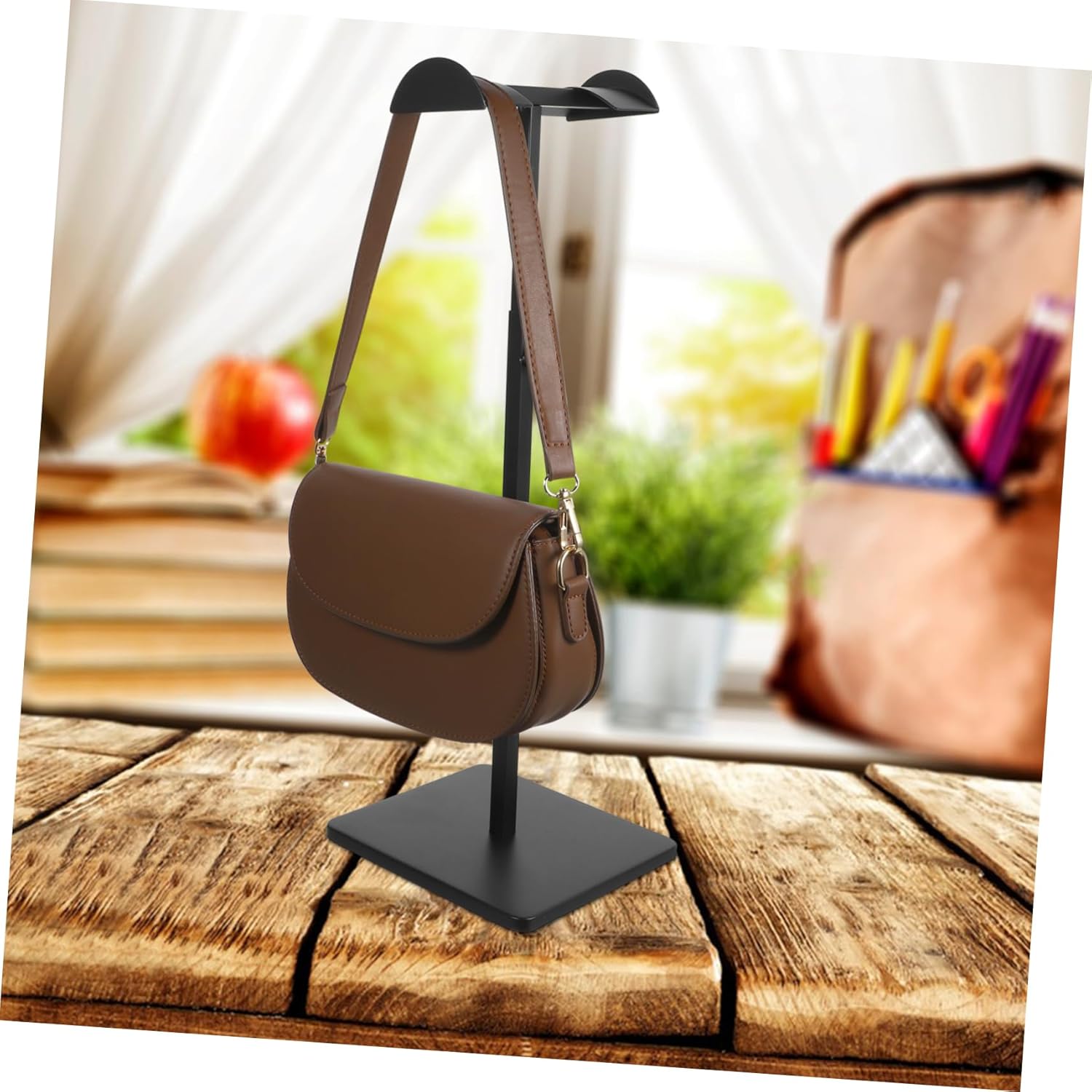 GARVALON Adjustable Metal Handbag Rack Purse Display Stand Heavy-duty Base Versatile Hanging Holder for Bags Scarves and Accessories Home Store