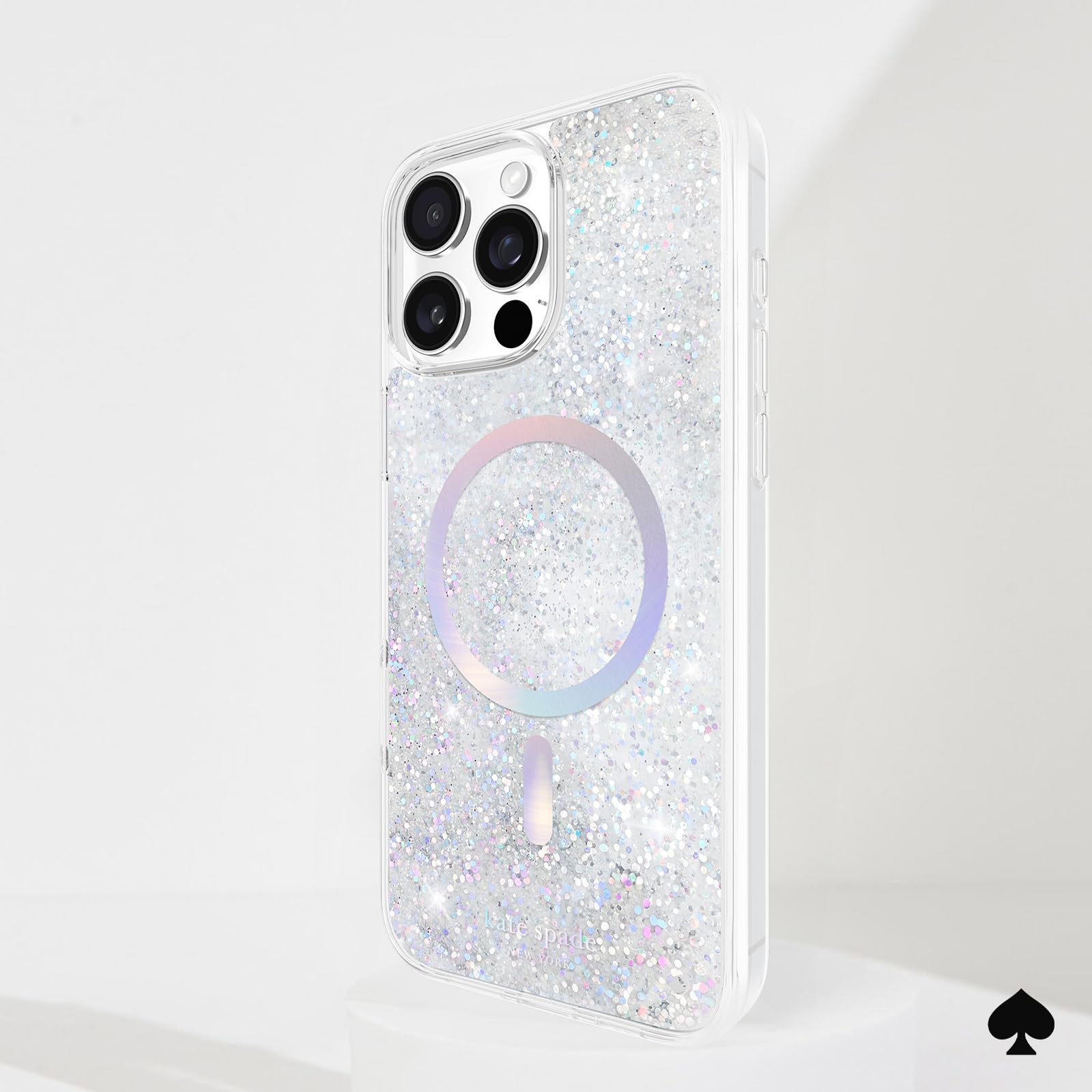 Kate Spade New York Etui na iPhone'a 16 Pro Max – kompatybilne z MagSafe – designerskie etui na telefon – płynny brokat opalizujący