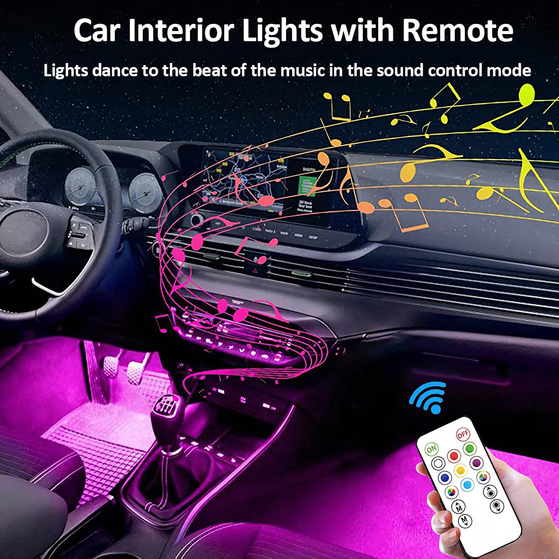 CGEAMDY Illuminazione Ambientale Dell'auto, Luce Interna Dell'auto per La Decorazione Musicale a Colori, Luce Ambientale Dell'auto Con Modalità Scena E Musica, Accessori Interni Auto(Blu