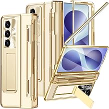 NINKI for Samsung Z Fold 8 Ultra Case with S Pen & S Pen Holder,5 in 1 Kickstand Hinge Plating Screen Protector Phone Cover for Samsung Galaxy Z Fold 8 Ultra Case with Stand & Spen Slot - Clear Gold