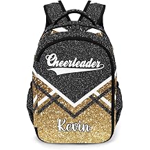 XOZOTY Black Gold Cheerleader Cheer Backpack Personalized with Name for Men Women Shoulder Bag Laptop Bag Bookbag