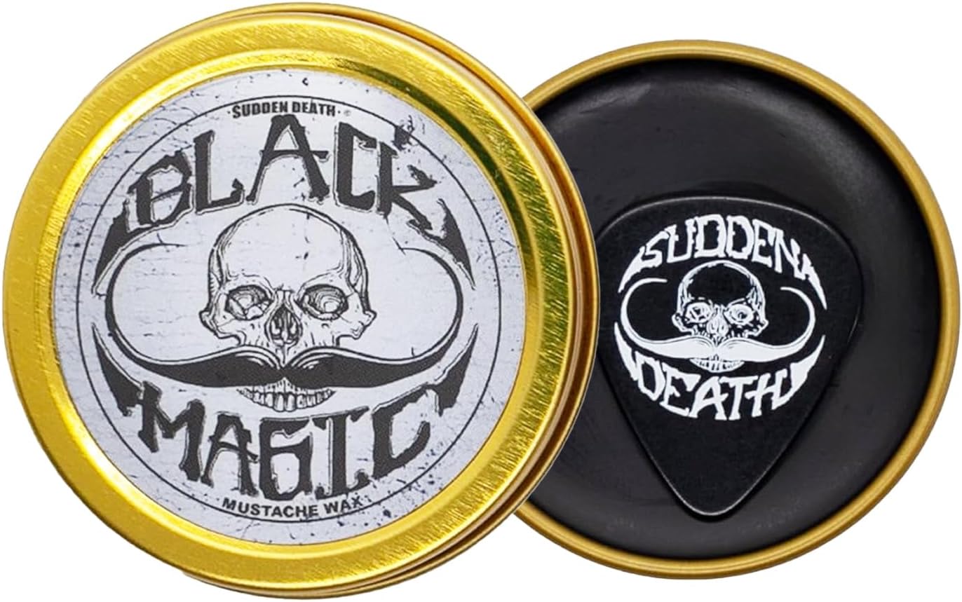 Black Magic Sudden Death Mustache Wax | Hide Grey Hair | Strong Hold | 1 oz Tin | No Heat Source Required | Unscented
