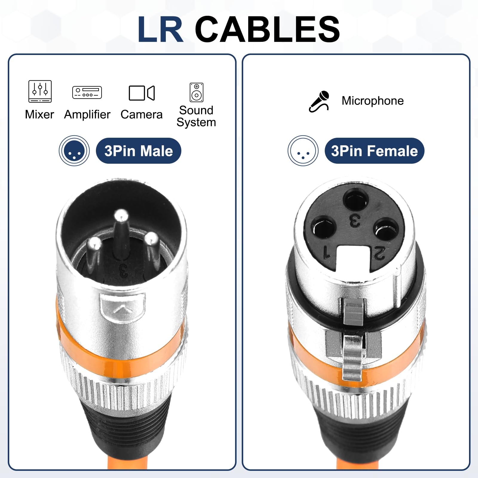 QUARKZMAN 6 Pcs Cables XLR, 6.5 Pies Cable De Micrófono XLR Macho A Hembra 3 Pines Accesorios De Micrófono Balanceado Parche Altavoz Para Estudios De Grabación En Viviente Mezclador
