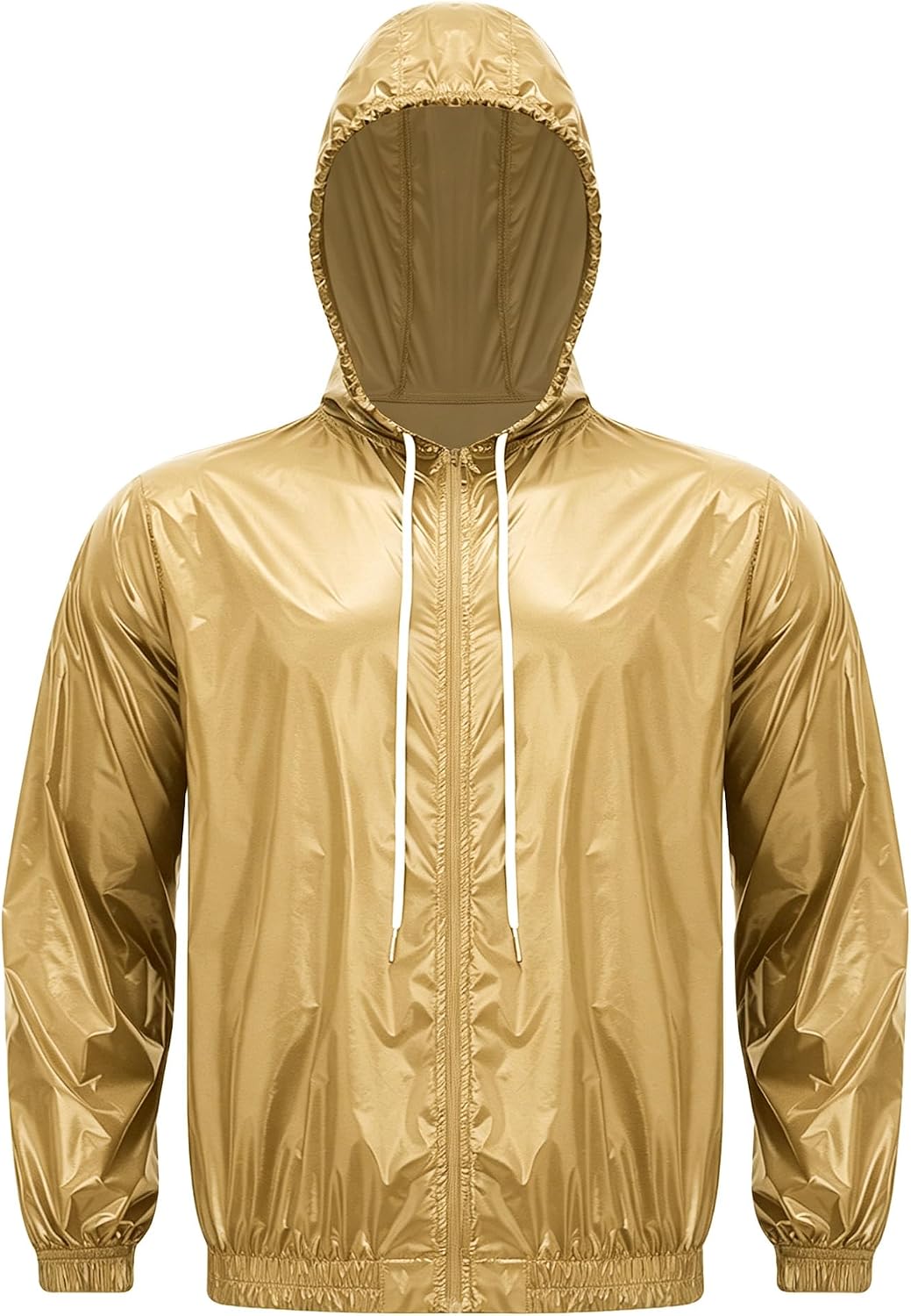 Oyolan Men 2pcs Set Tracksuit Waterproof Two-piece Outfit Sauna Suit Long Sleeve Hoodie with Trousers Raincoat