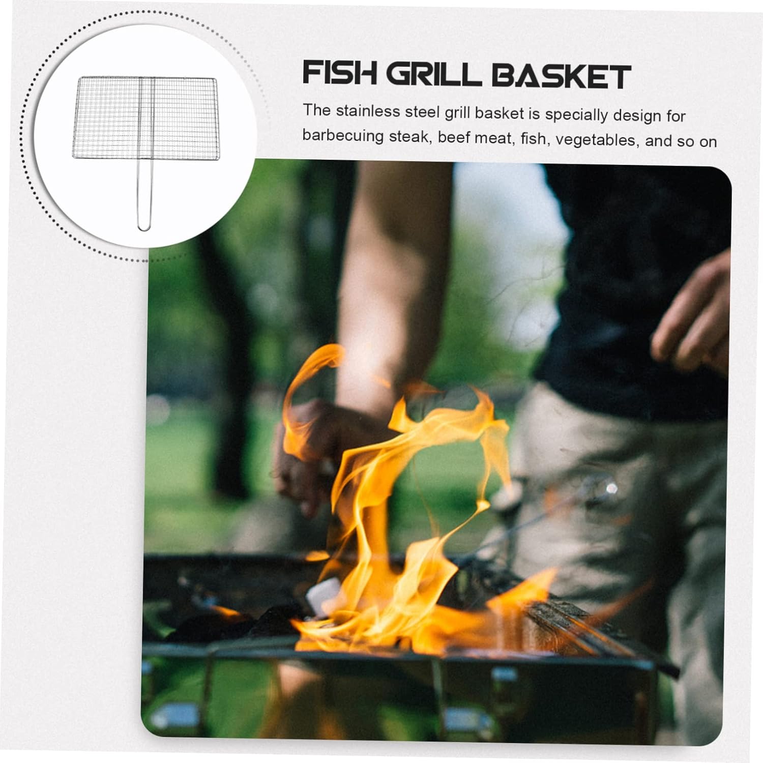 Bbq Veggie Grill Basket Clip Style Meat Grill Rack Outdoor Camping Grilling Basket Stainless Steel