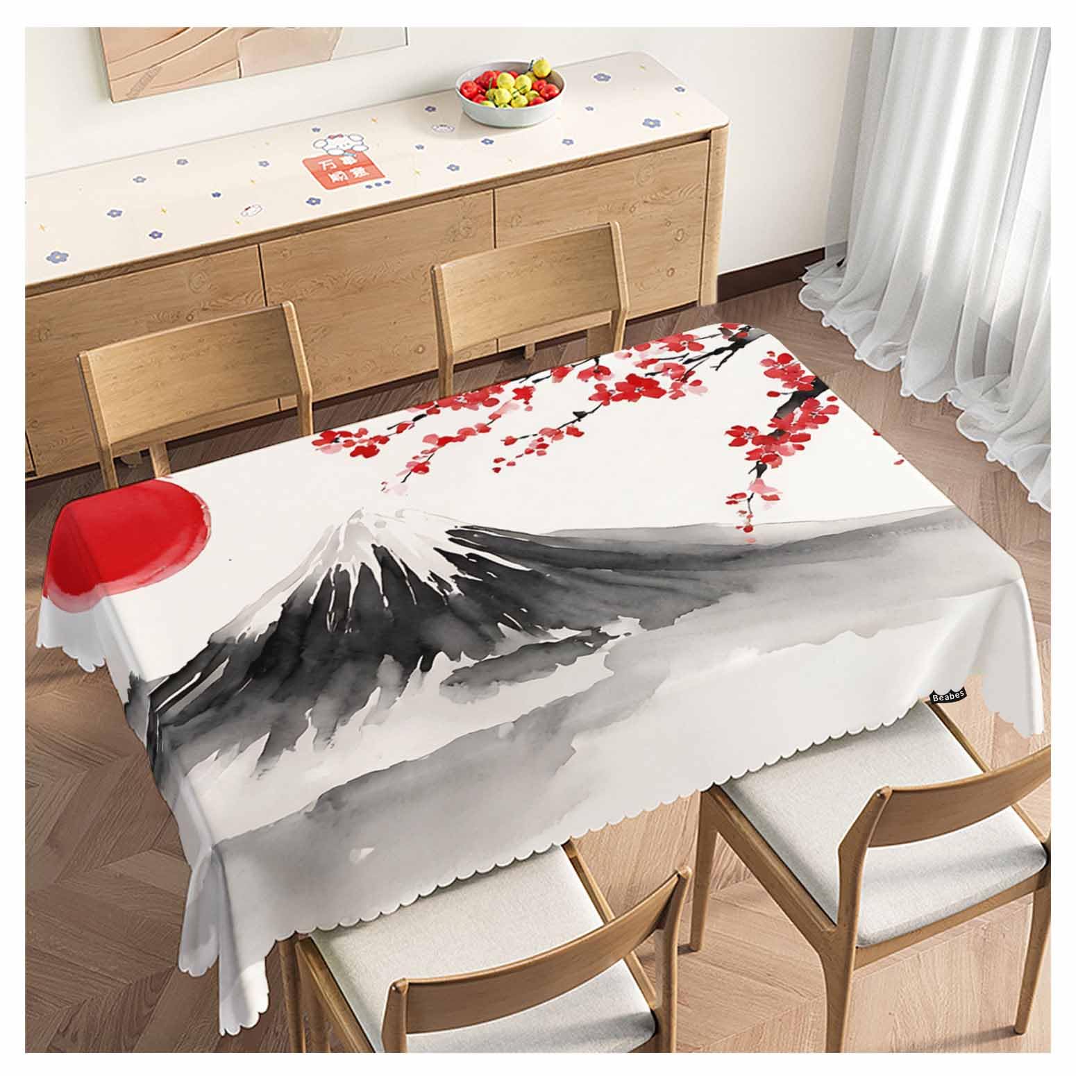 Peinture de cerisiers de montagne japonais nappe rectangulaire haut de gamme 137x183