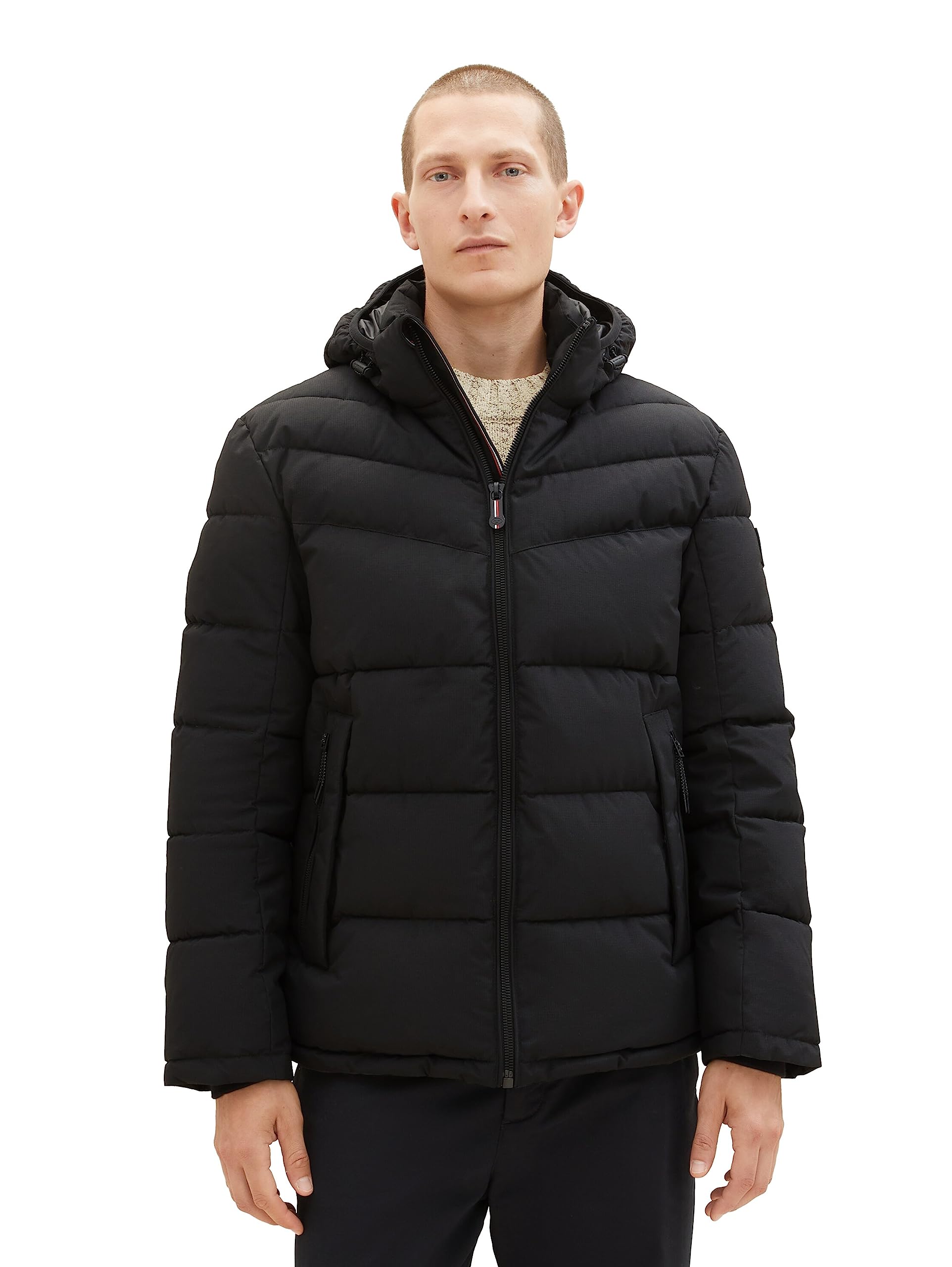 TOM TAILOR Men's Puffer Jacket with Hood, 29999-black, XL