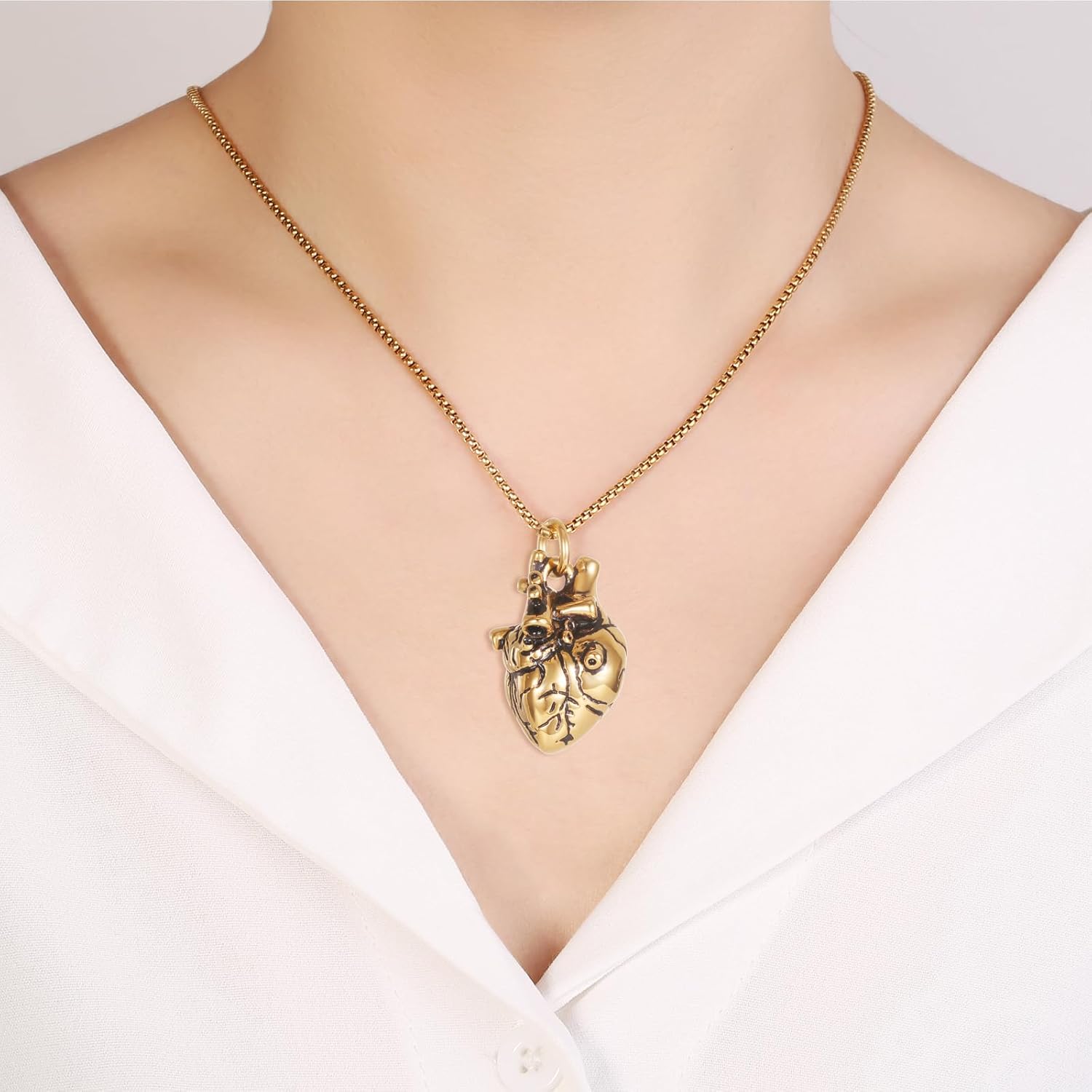 Anatomical 3D Heart Cremation Jewelry For Ashes Of Loved Ones Keepsake Urn Necklace For Women Men Memorial Pendant Stainless Steel - Image 2