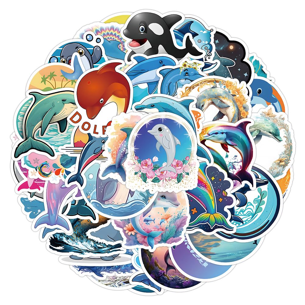 50PCS Dolphin Stickers for Bike,Water Bottle,Car,Skateboard,Scrapbook - Image 2