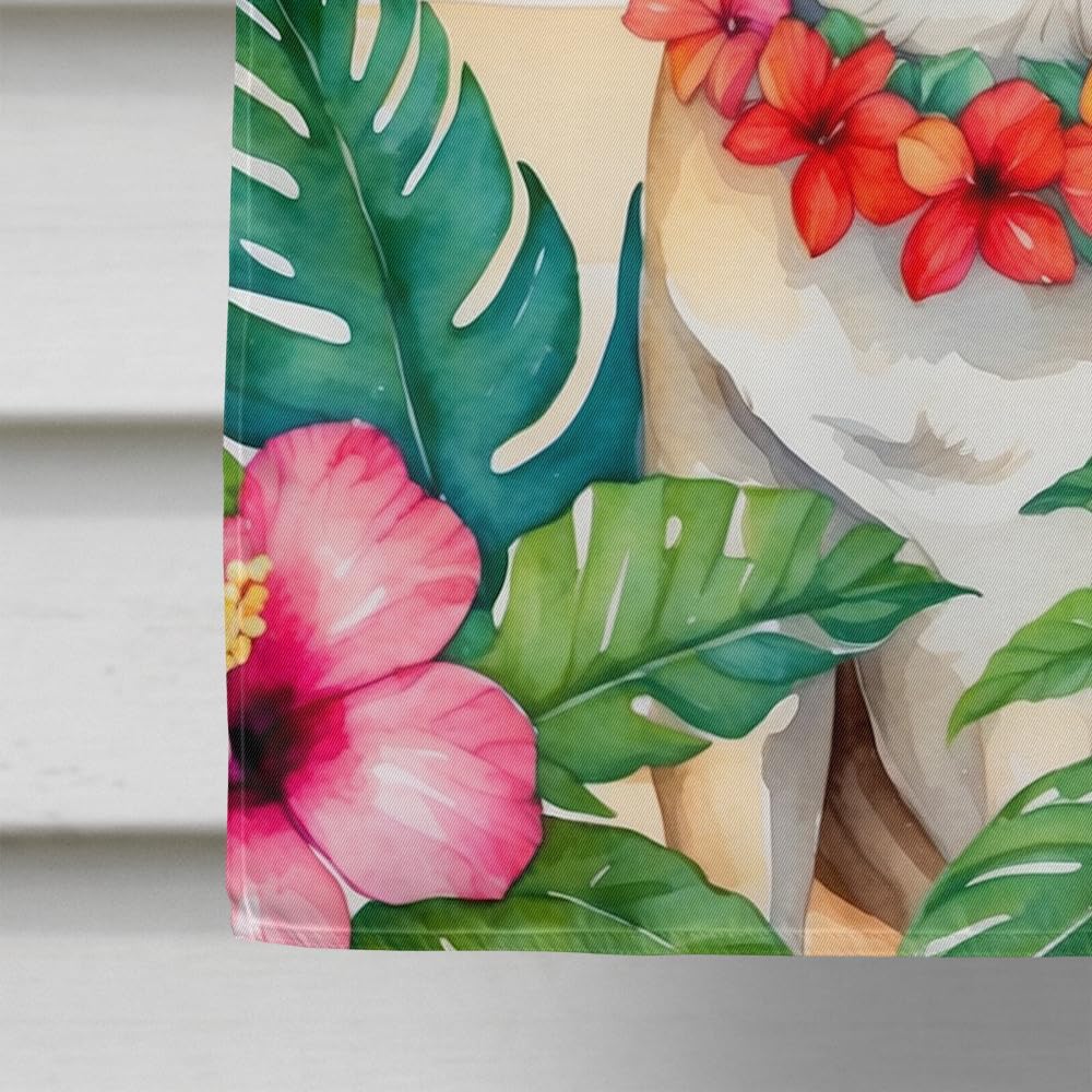 Caroline's Treasures DAC6503CHF Pug Luau House Flag Large Porch Sleeve Pole Decorative Outside Yard Banner Artwork Wall Hanging, Polyester, House Size, Multicolor