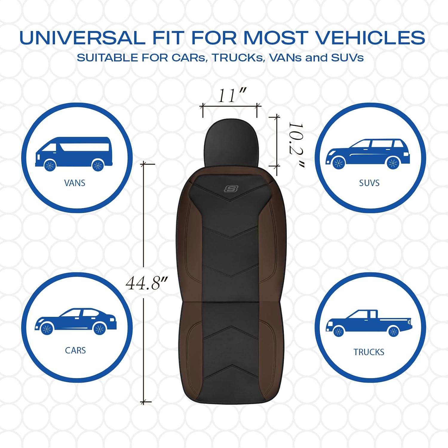 Skechers Memory Foam Seat Covers,Leather Car Seat Covers, Ultimate Comfort & Support Front Seat Covers Airbag Compatible, Automotive Universal Fit Most for SUVs, Vans, Sedans, Cars, Trucks,Brown