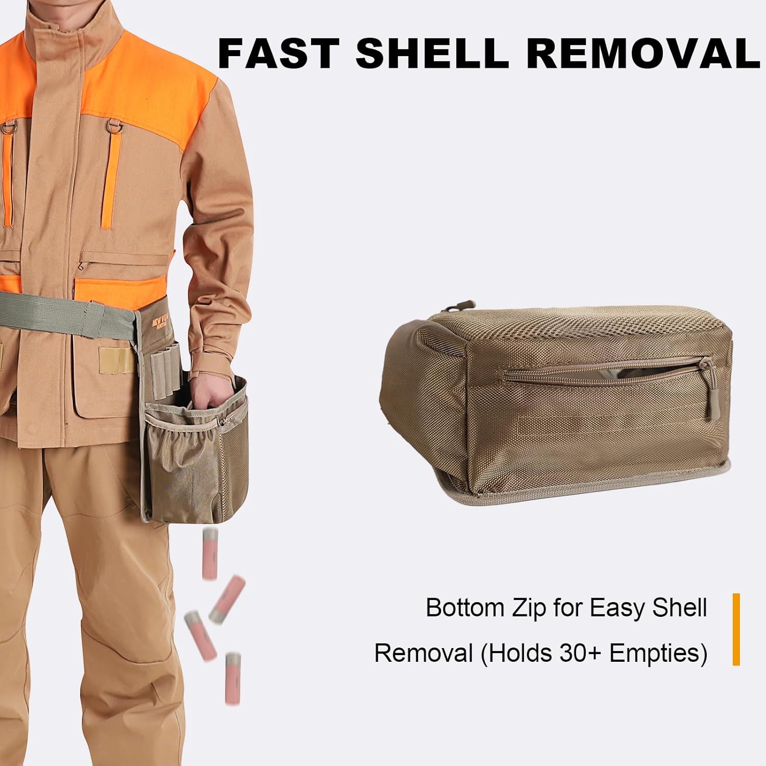 NEW VIEW Shell Bag - Holds 2 Boxes of Shells - Features Spacious Dual Compartments & Comfortable Waist Belt - Sturdy Lightweight Shotgun Shell Pouch Organizer for Your Shells - Image 4