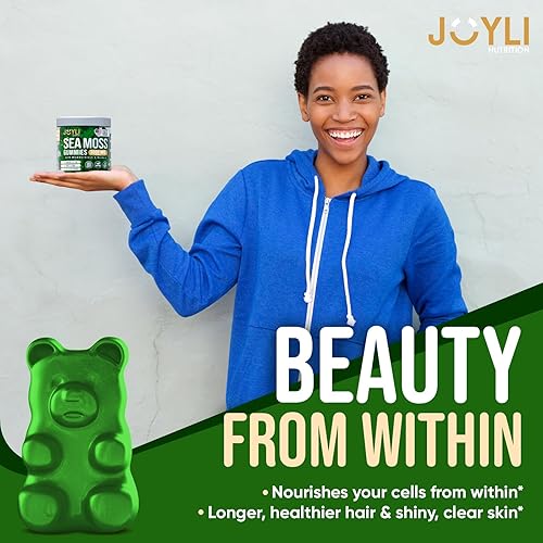Miniatura 6 de JOYLI Nutrition Paquete de 2 gomitas de musgo marino para adultos y niños, suplemento vegano de musgo marino irlandés con vejiga y raíz de bardana,