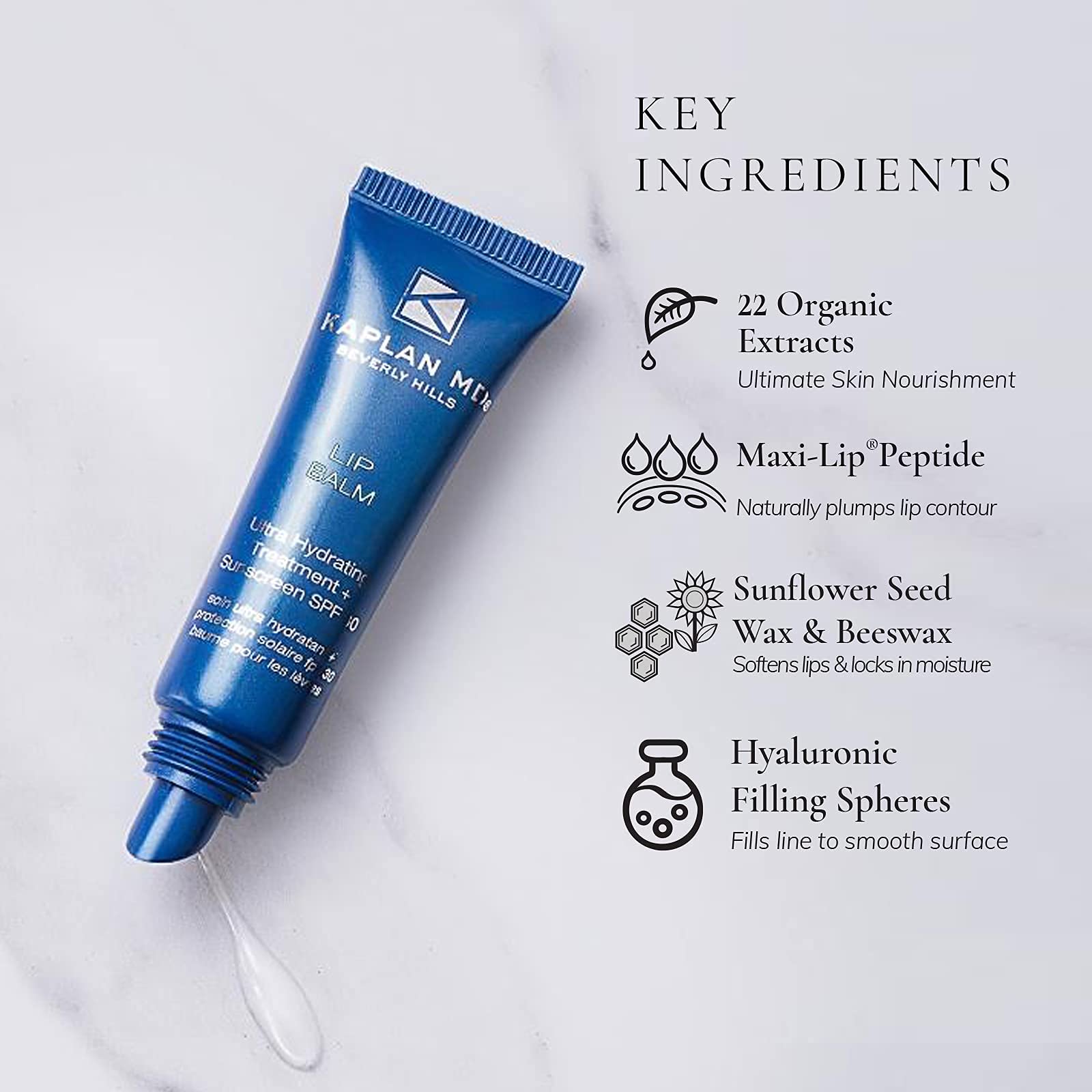 KAPLAN MD Perfect Pout Lip Balm, Ultra Hydrating Treatment + SPF 30 Sunscreen, 0.35 oz, Shade: Clear