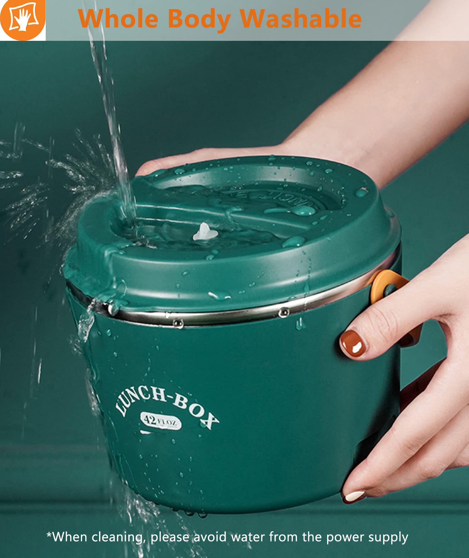 Fiambreras eléctricas con calefacción para adultos, coche y hogar, 1,2 l, 2 en 1, microondas portátil con bolsa de transporte, contenedor de acero inoxidable, calentador de alimentos para coche con