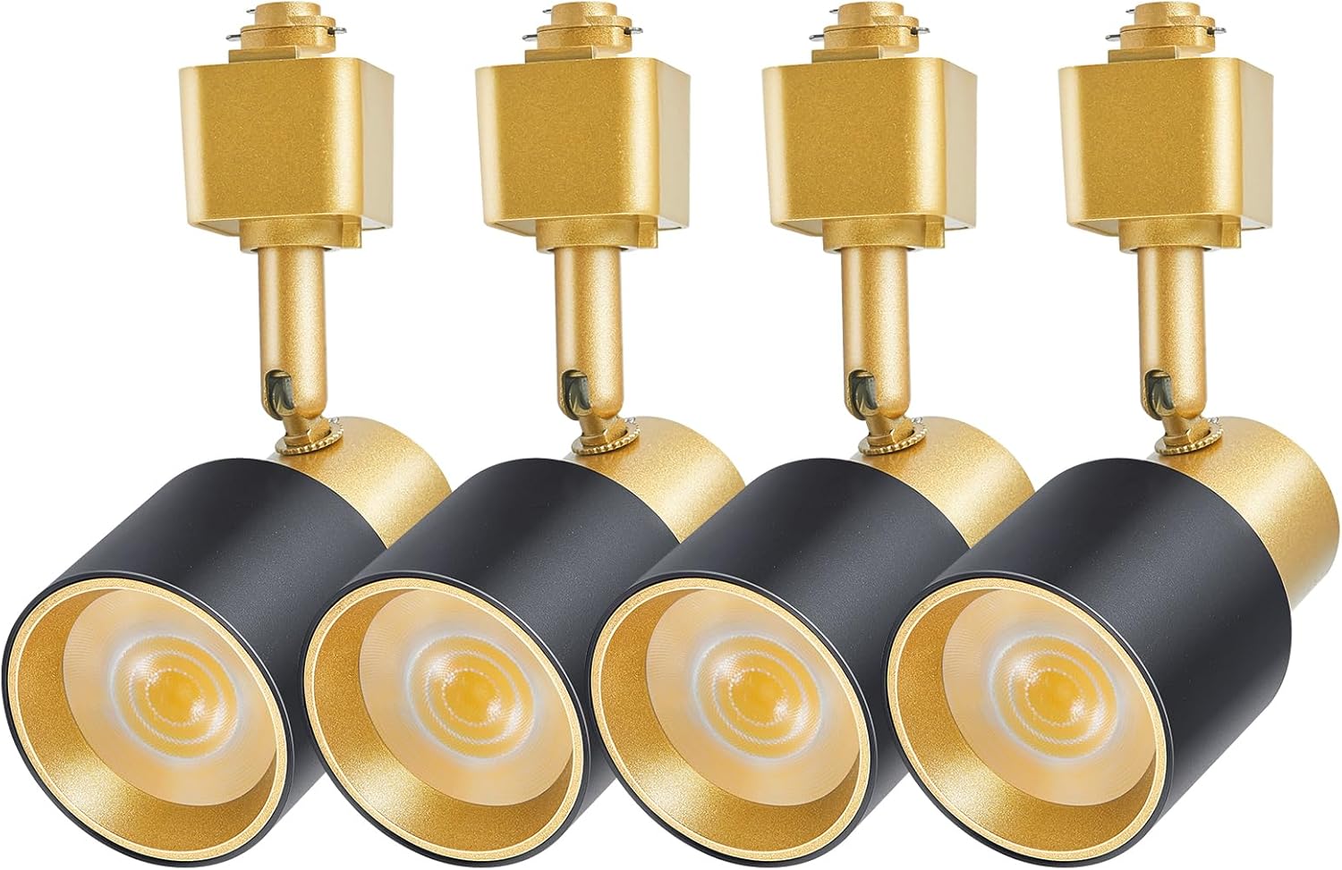 10W H Track Lighting Heads 3000K Warm White Track Light Head Flxible Bright Black Gold Dimmable LED Track Lighting Fixtures for Accent Kitchen Office, Flicker Free CRI90+ 24° 900lm Pack of 4