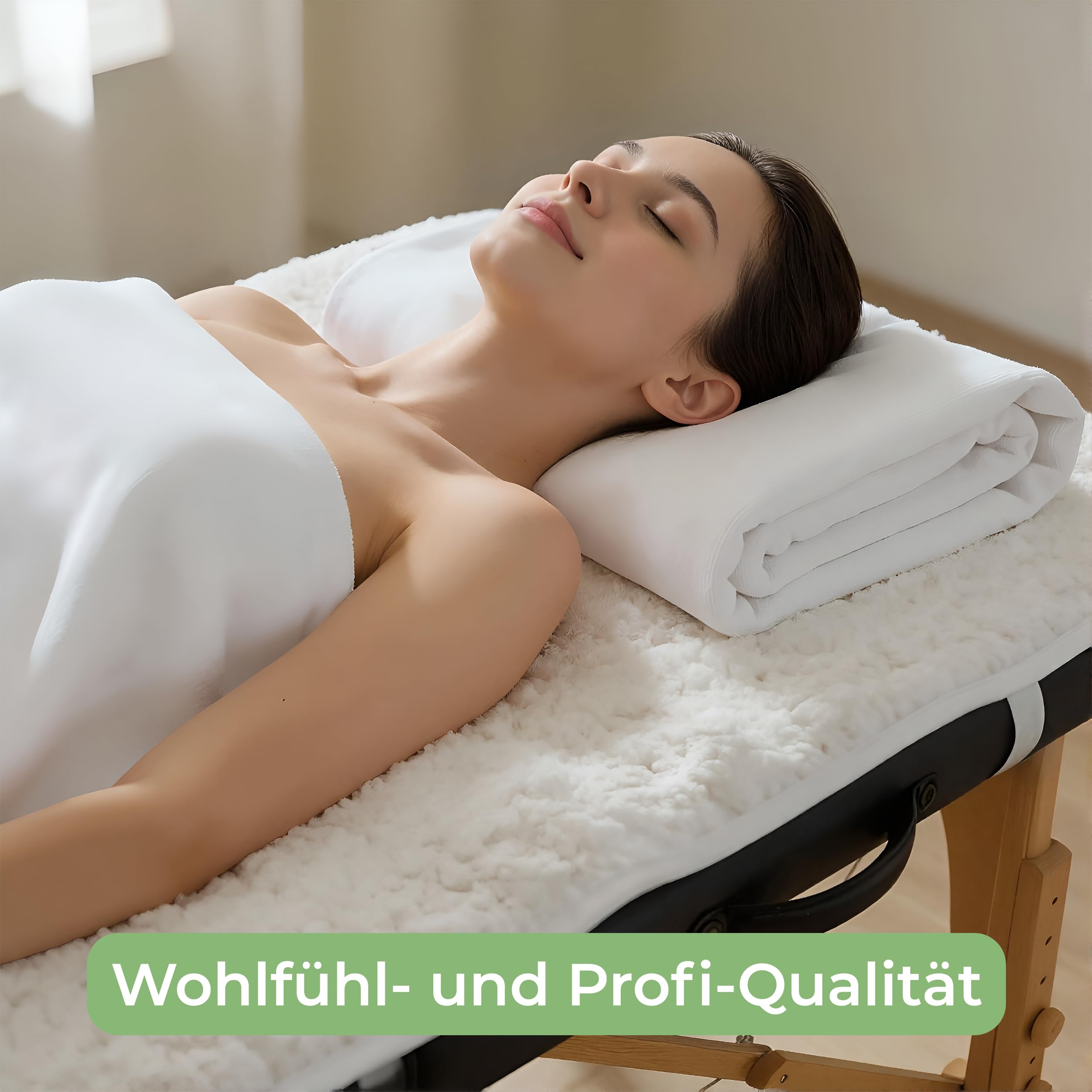 MASSAGE-EXPERT Extrawarme Vlies-Auflage für Massageliege 185 × 84 cm – rutschfest mit elastischen Eckbändern – waschbar 40 °C – Schutz & Komfortauflage