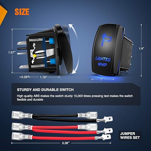 Miniatura 2 de Barra de luz LED con interruptor y 5 pines, de Nilight; luz LED de 20 A/12 V y 10 A/24 V para barcos y todoterrenos