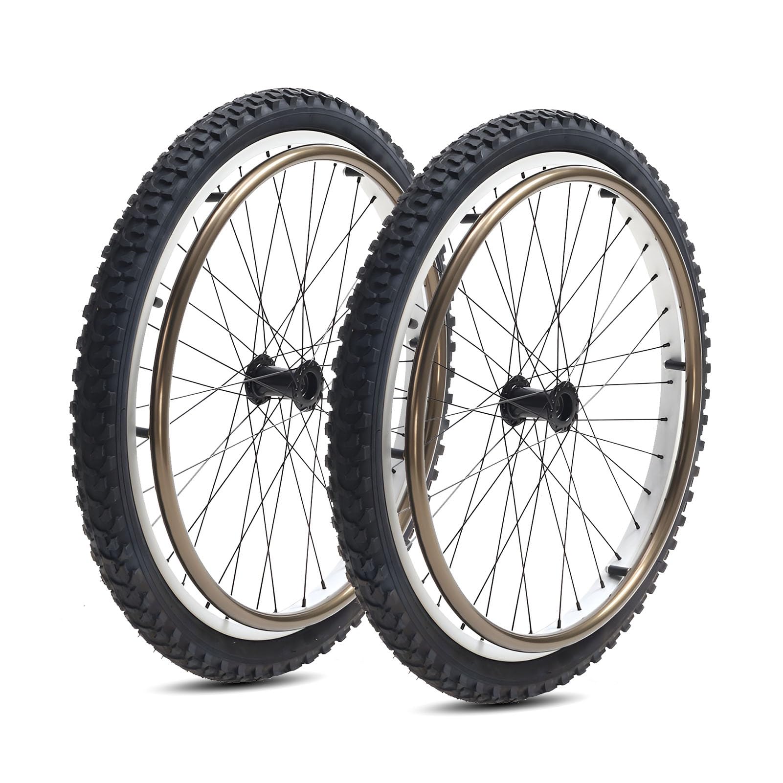 24 Zoll Sportrollstuhl-Ersatz-Hinterrad, 24 × 1,95 (50-507) Aufblasbarer Gummireifen, Aluminium-Speichen-Nabe