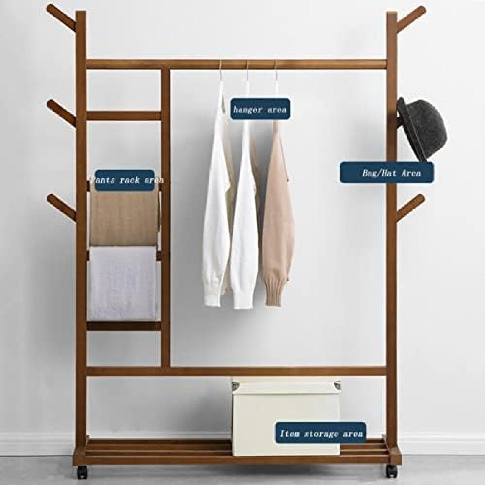 Amazon｜ハンガーラック 木製 ワードローブ クローゼット 幅76cm/110cm