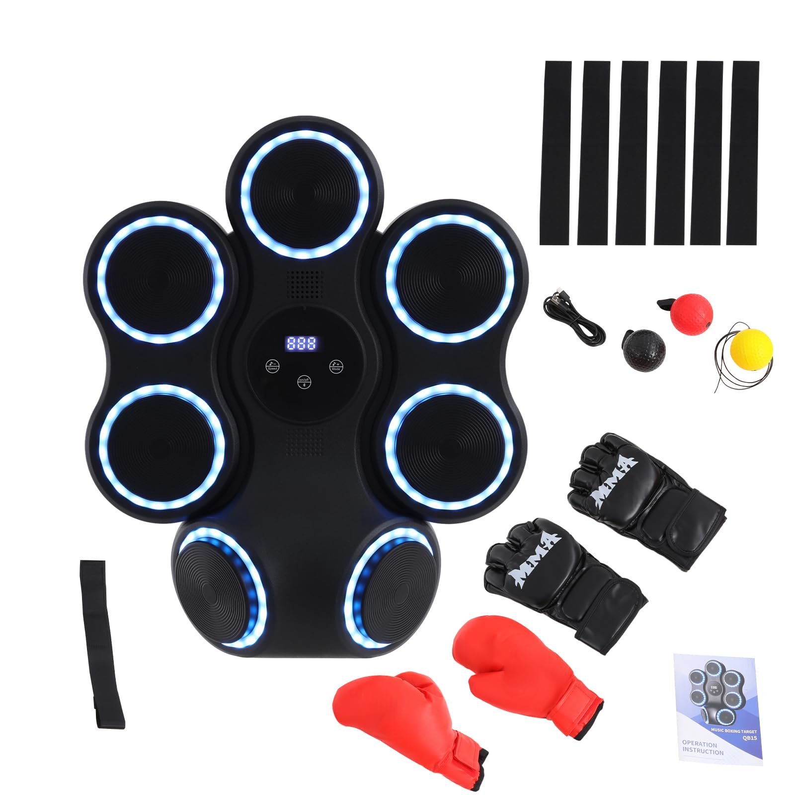 Music Boxing Machine, Hook Punch Music Boxing Machine con 2 guanti, 10 modalità di colpo singolo, 1 modalità due giocatori, 9 velocità