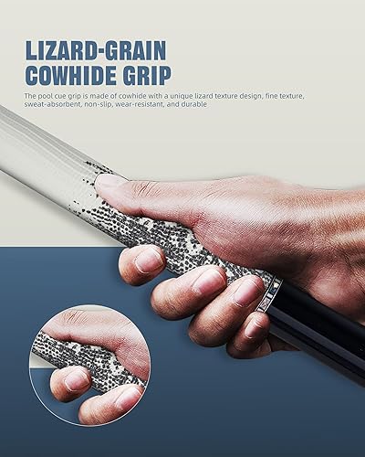 Miniatura 6 de KONLLEN Taco de billar de fibra de carbono con eje cónico profesional, desviación súper baja, taco de billar ébano con incrustaciones hechas a mano