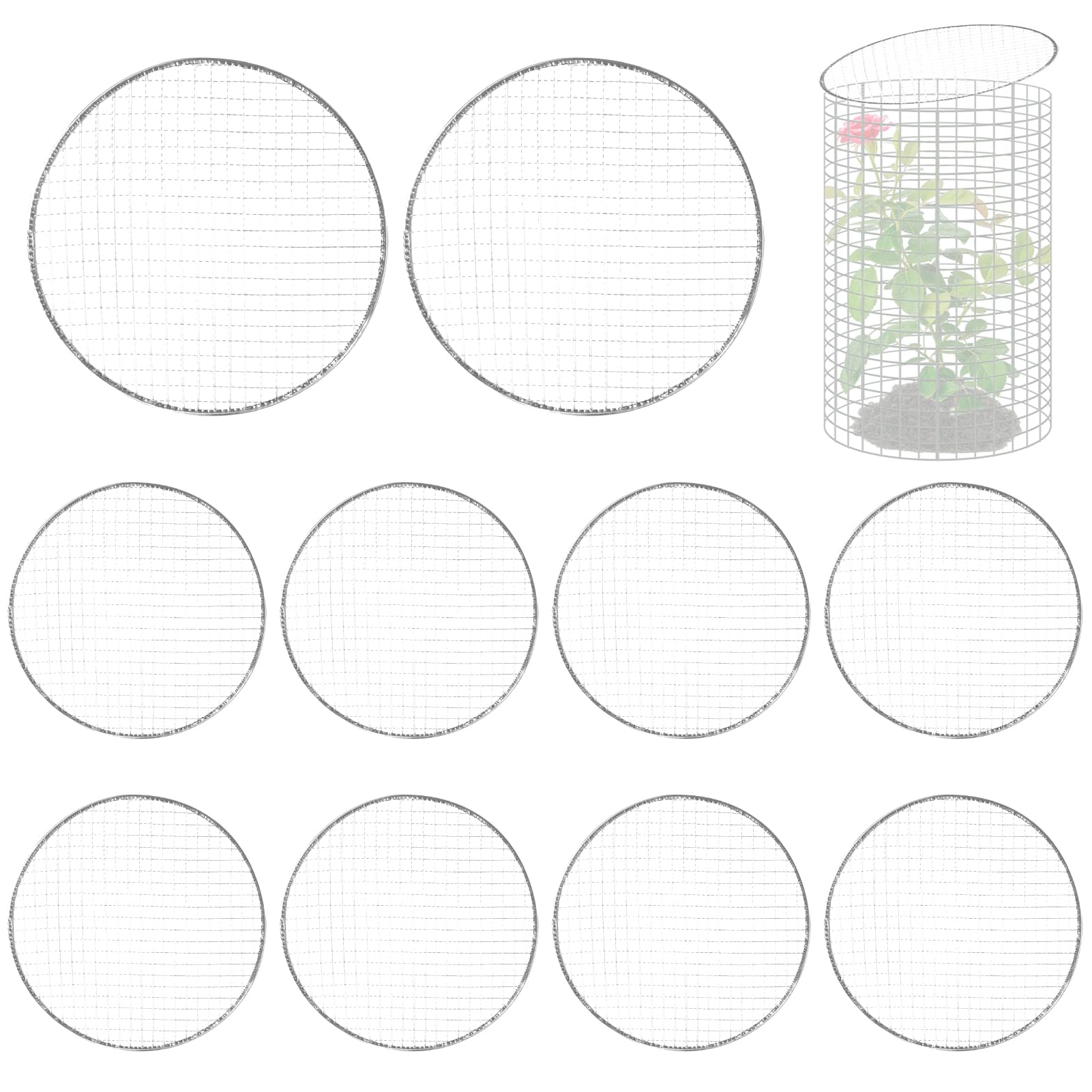 Photo 1 of 10 Packs 12'' Round Metal Mesh Plant Cage Covers for Large Wire Plant Protector cover from Animals - Chicken Wire Cloche, Sturdy Garden Bunny Barricades Chicken Wire Cloche fto Keep Animals Out