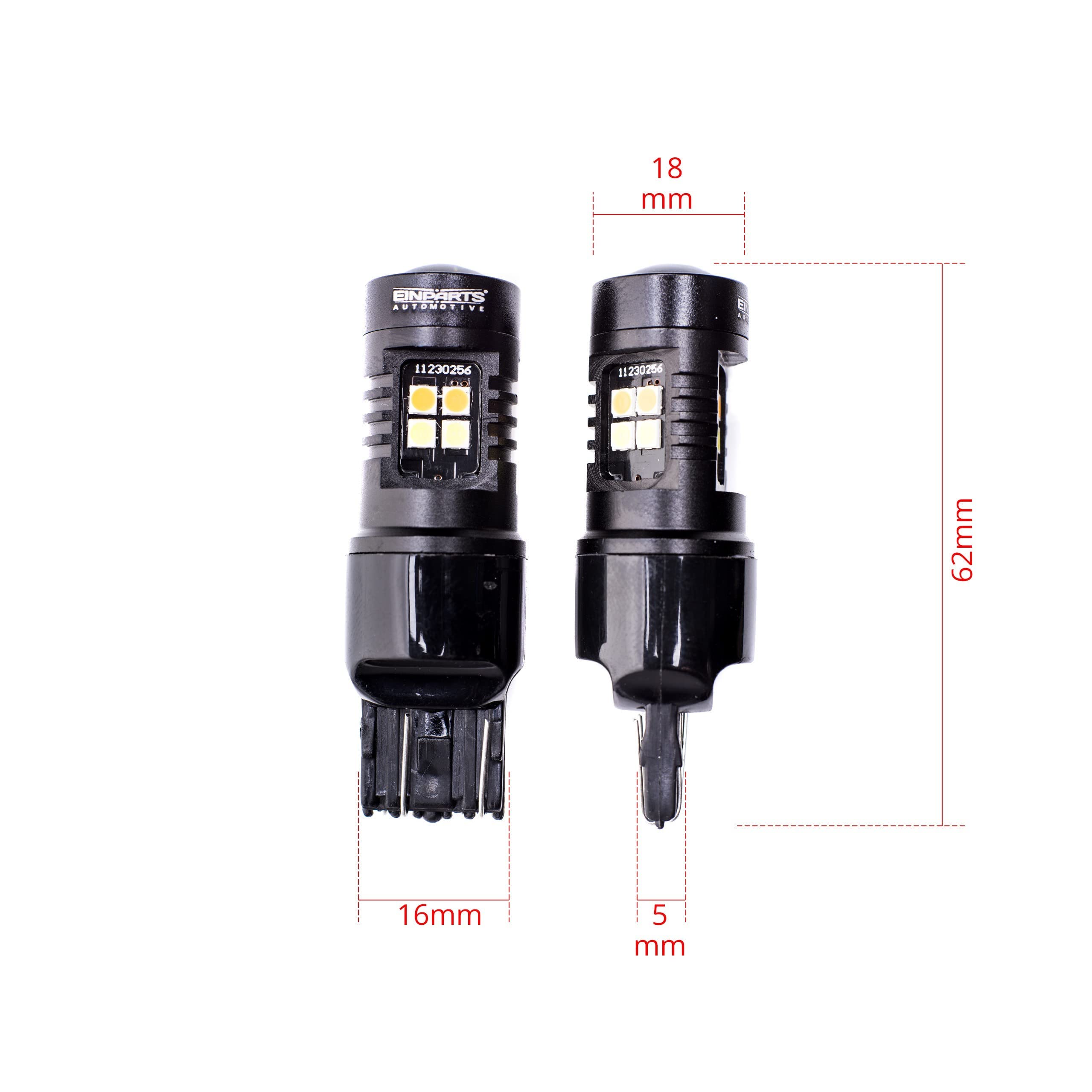 EinParts W21/5W LED Lampadine Dual Color (Bianco/Arancia) 12V per Auto 16 x SMD 3030 LED, W3x16q