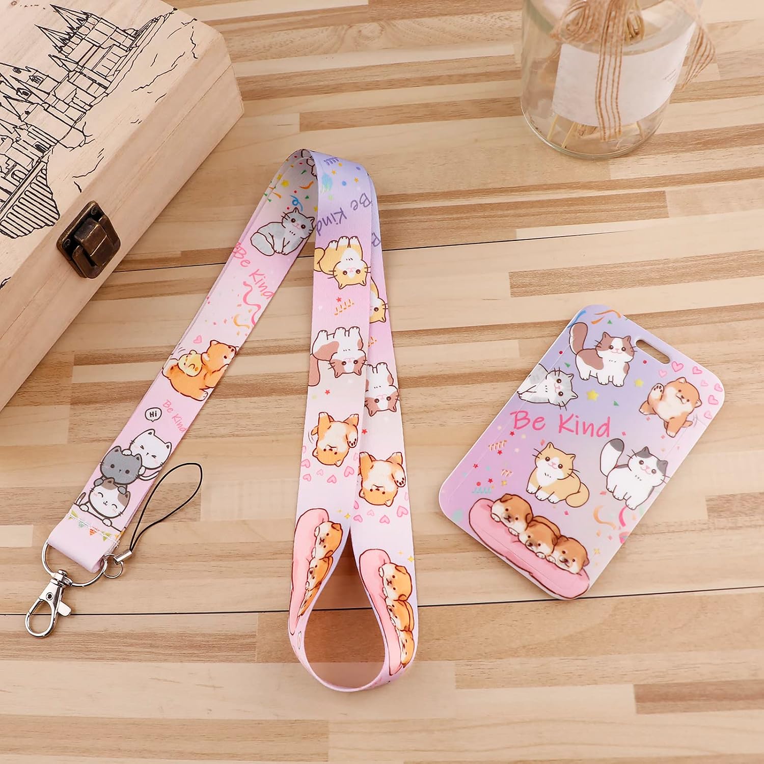 Juanooo Cute ID Lanyard Card Holder for Women Girls Kids Aesthetic Preppy Key Neck Lanyard Strap for School Students Teachers Nurse(Dogs & Cats) - Image 5