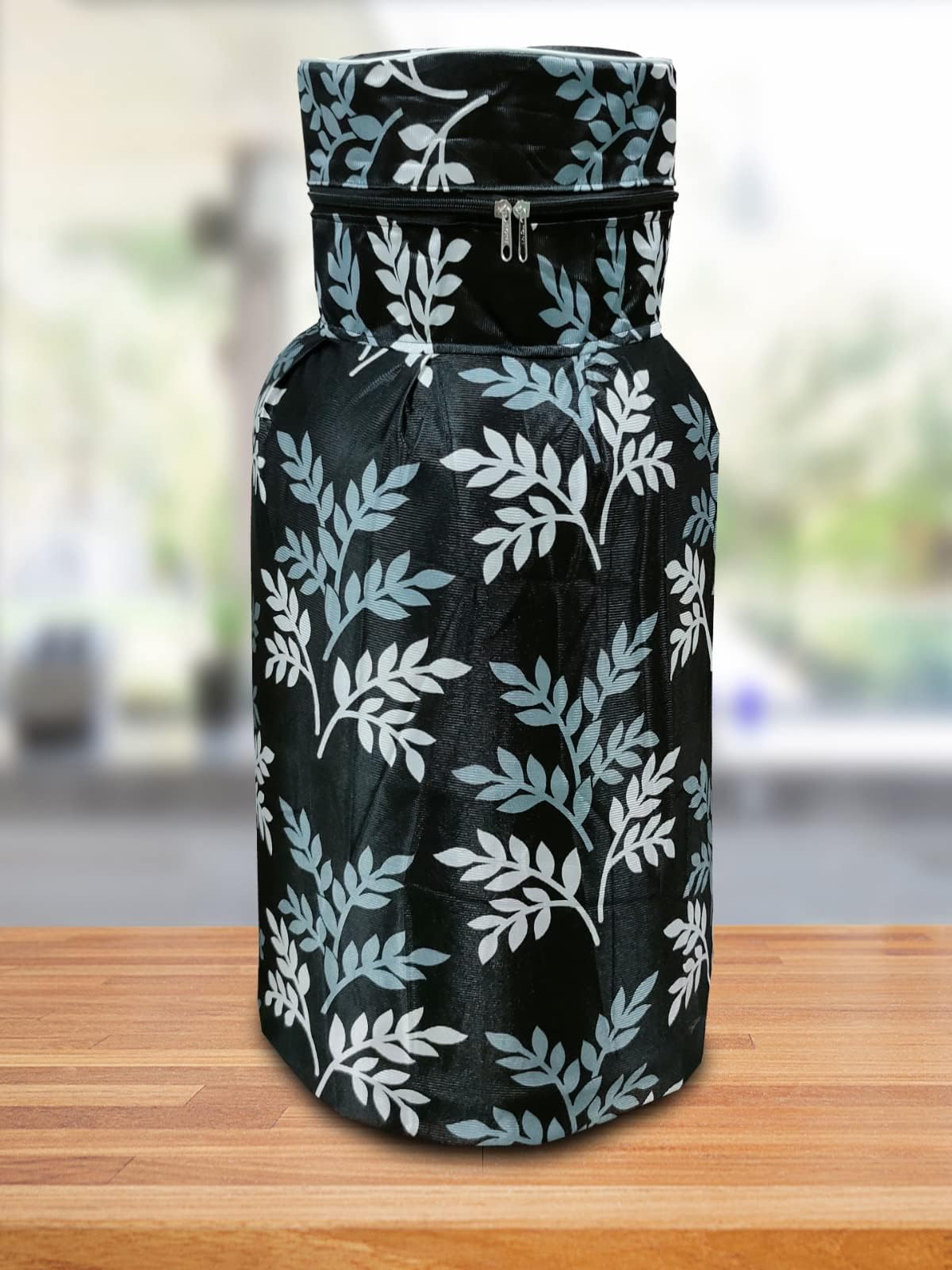 KANUSHI Industries® Washable Cotton Box Design 1 Piece Lpg Gas Cylinder Cover (Black)(CYL-BLACK-SMALL-LEVS-01)