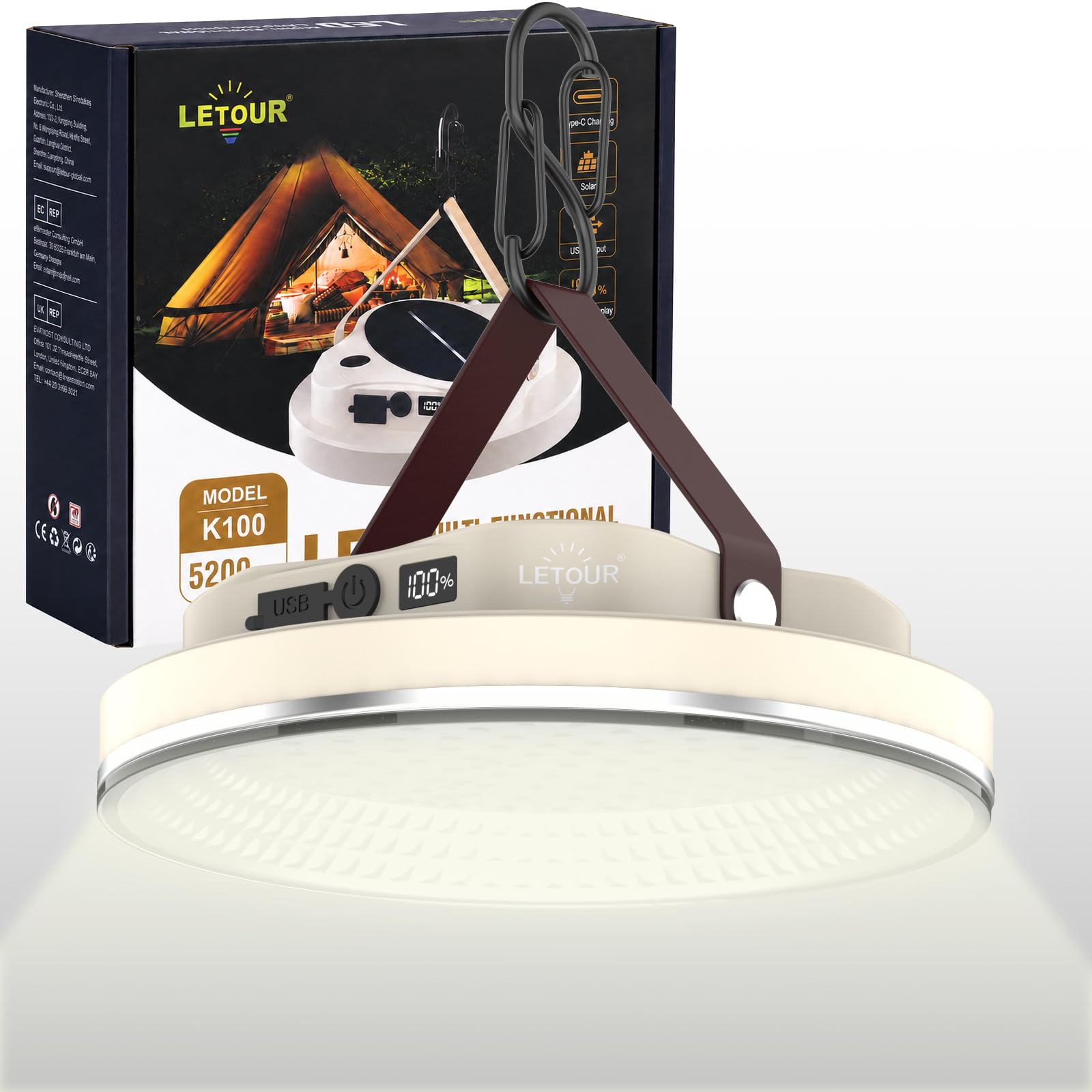 LETOUR Camping Lantern - Rechargeable LED Light -9
