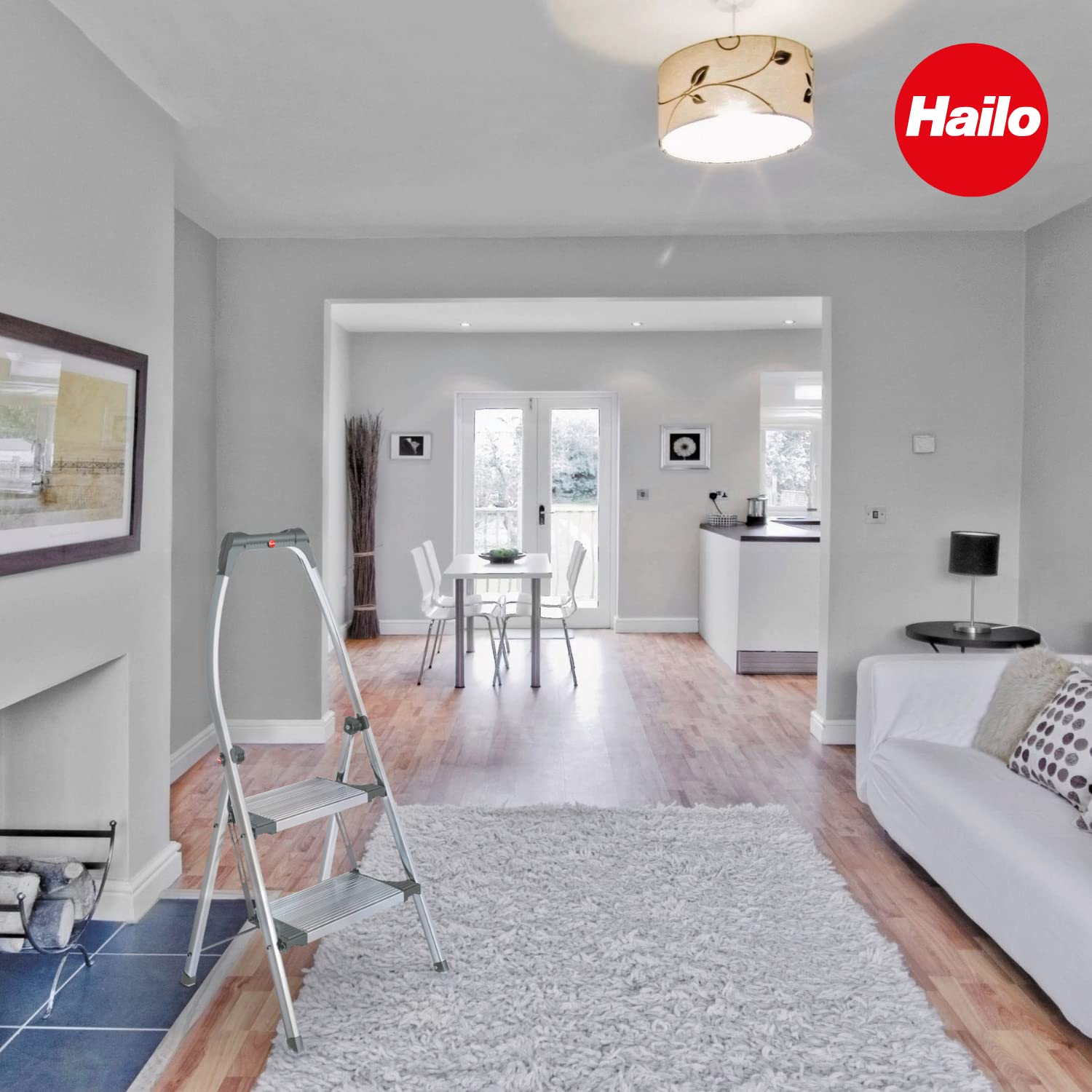 Hailo LivingStep Plus - Taburete de aluminio con estribo alto de seguridad (2 peldaños)