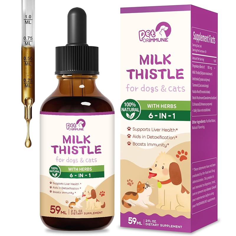 Suplemento fitoterápico líquido de cardo-mariano para cães e gatos PetORiMMUNE, 60 mL