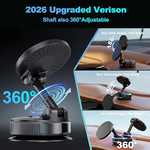 Miniatura 6 de Soporte magnético para teléfono de automóvil, fuerte fuerza magnética de 3600 gf, nanogel de 108 libras y potencia de succión al vacío, rotación de