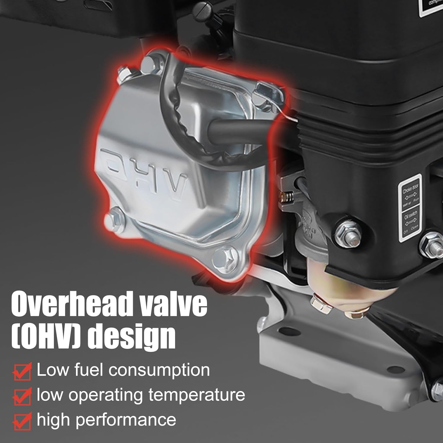 4-Stroke Gas Engine 7.5HP 210CC Gas Powered Engine Gasoline Engine Motor with Pull Start, OHV Replaces Fit for Honda, Gas Powered Engine for Scarifier, Generator, Go Kart, Cement Mixer