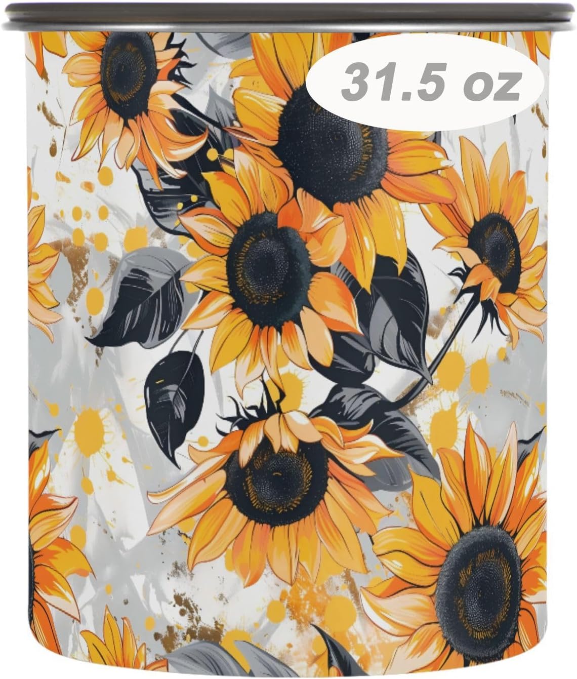 Stainless Steel Dry Food Canisters Anime Sunflower Ash Bright Orange 17 oz