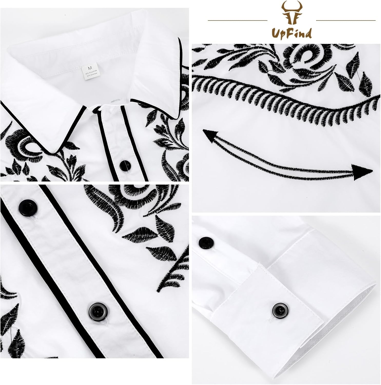 Western Shirts for Men Cowboy Shirts Long Sleeve Embroidered Country Shirt Slim Fit Button Down Shirt Casual Work - Image 6