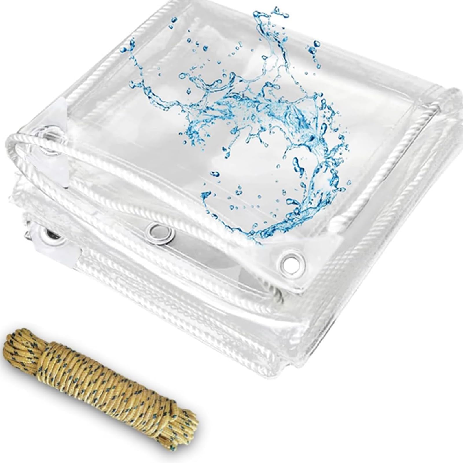 AHWEKR Clear Tarps Heavy Duty PVC Vinyl 14 Mil Thick Tarpaulin, Glass Tarpaulin with Metal Grommets, Protects Against Water,Cold Weather Resistan for