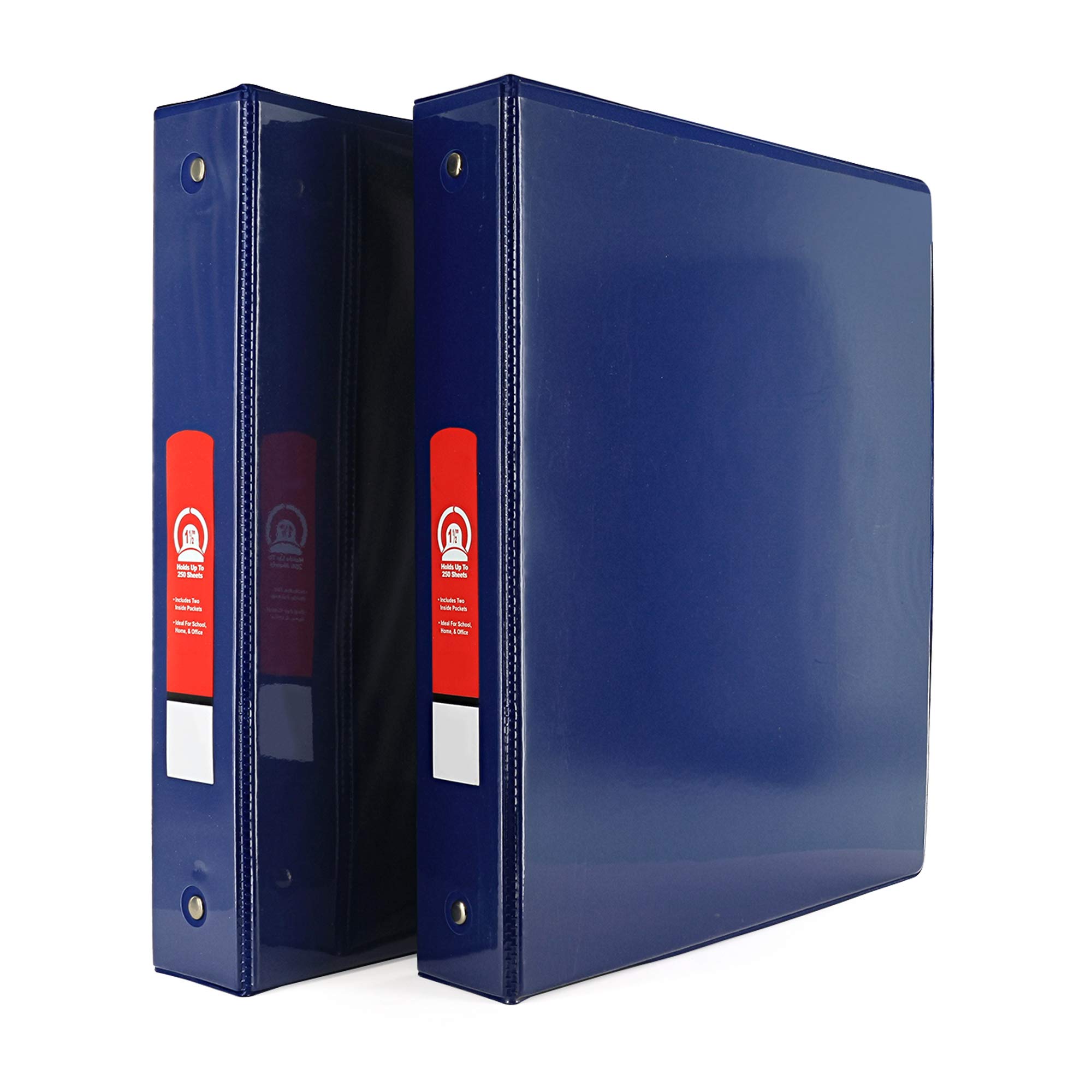 EmrawSuper Great 1 1/2" 3-Ring View Binder with 2-Pockets - Available in Blue - Great for School, Home, Office (2-Pack)
