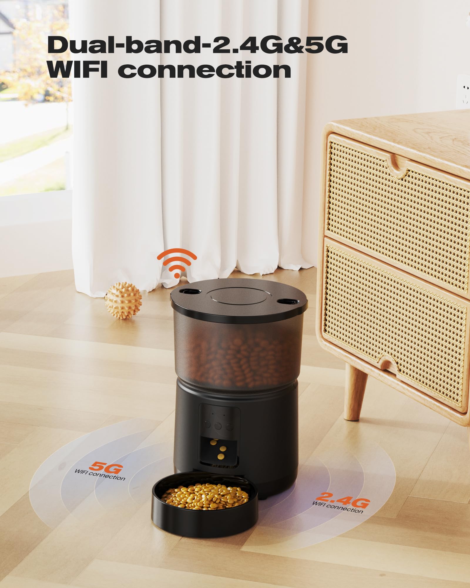 SOOFPET Distributore Automatico Cibo Gatti - 5G/2.4G WiFi Dispenser - Distributore Cibo Gatti Collegare APP - Alimentazione a Distanza - 10 Pasti al Giorno - Doppia Alimentazione - 3L Bianco