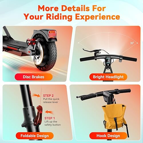 Miniatura 8 de TST Electric Scooter for Adult, Up to 19 MPH and 20 Miles Long Range E Scooter, 8.5"10" Solid and Pneumatic Tire, Portable Folding EScooter with
