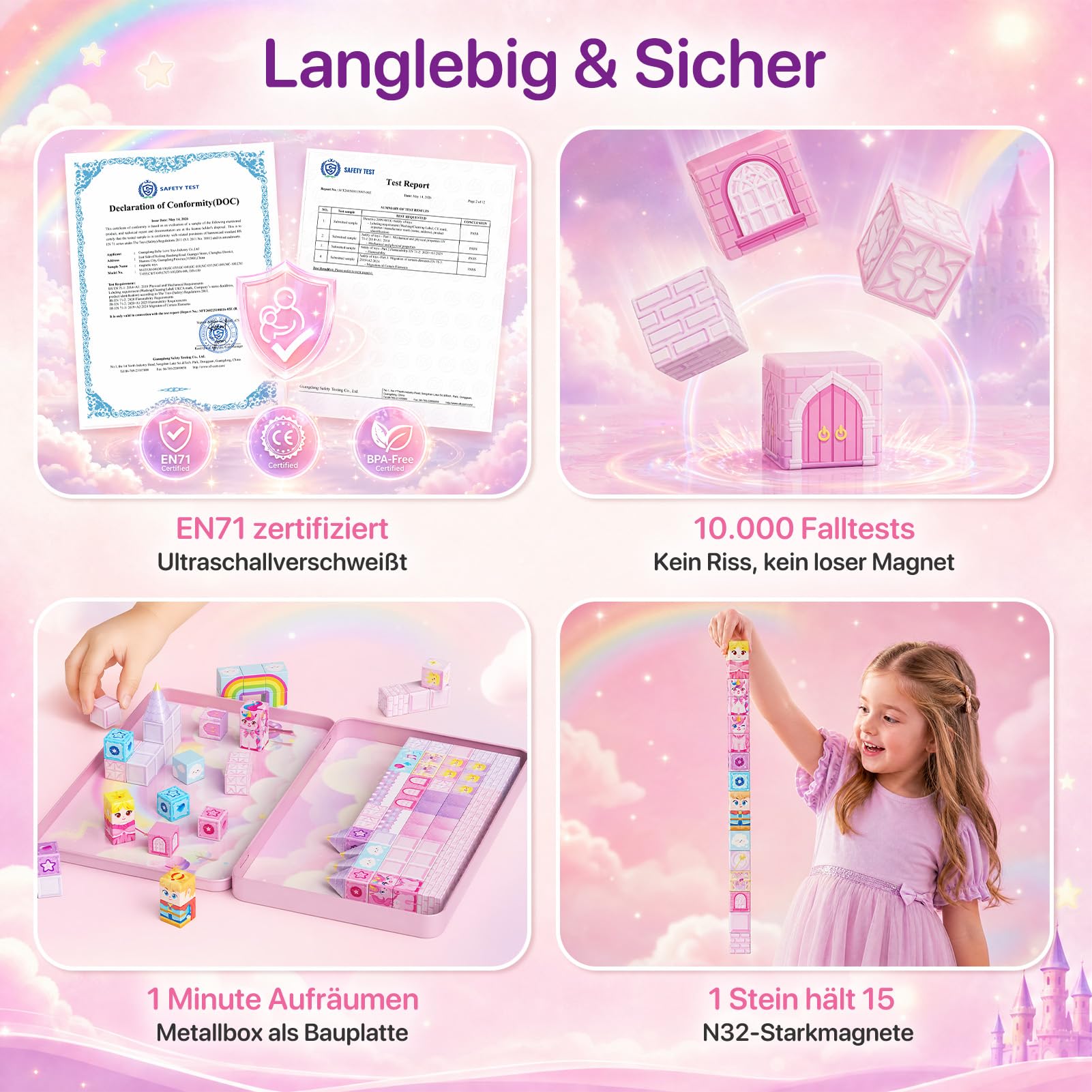 burgkidz 100 sztuk Bloki magnetyczne Zabawki: Podróż dla dziewczynek od 3