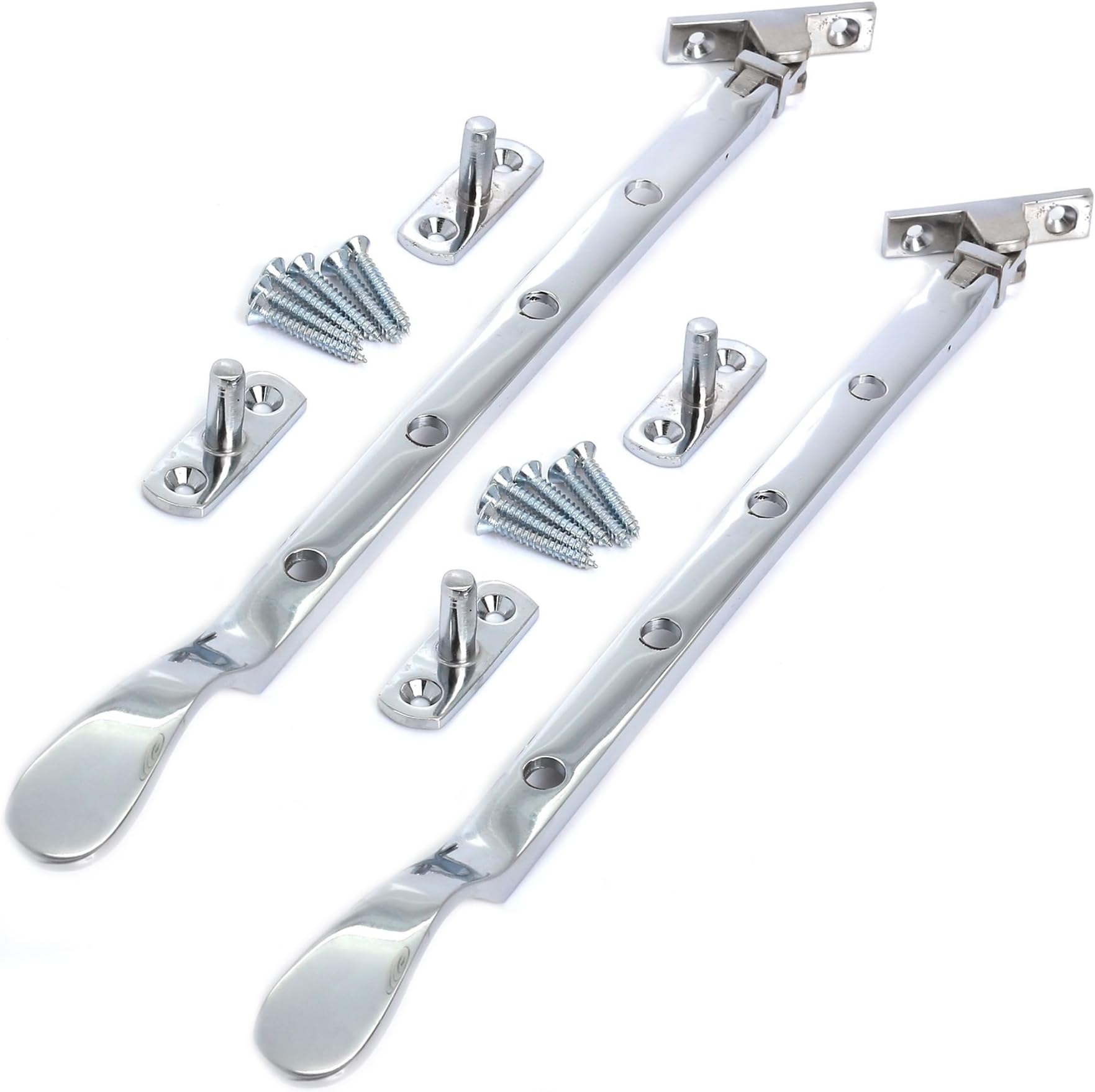 Window Stays, 2 Pack, Polished Chrome Victorian Style Window Casement Stay 250mm / 10 Inch, Pack of 2